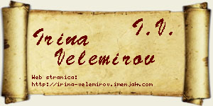Irina Velemirov vizit kartica